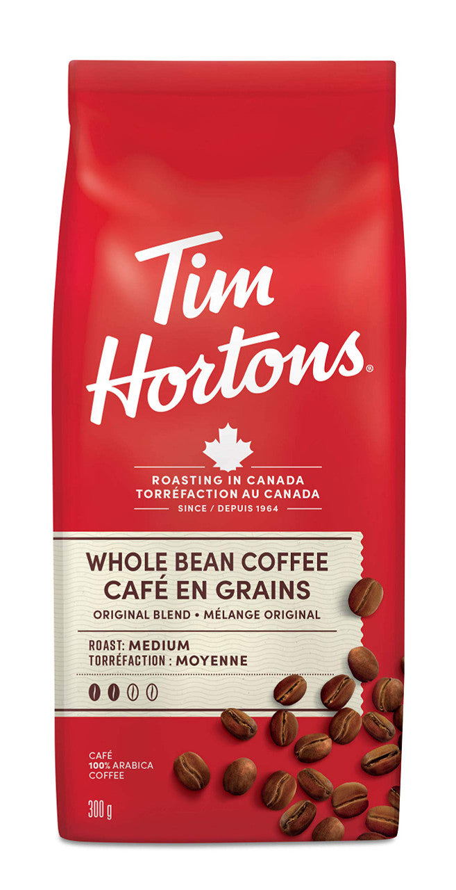 Tim Hortons Whole Bean Original Blend Coffee, 300g/10.6oz, {Imported from Canada}