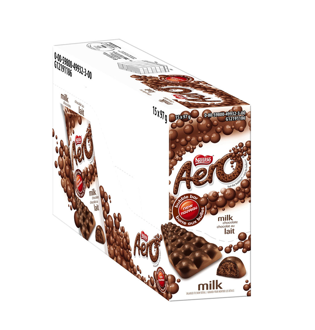 Nestle Aero Milk Chocolate, 97g/3.42oz Bar, 15pk {Imported from Canada}