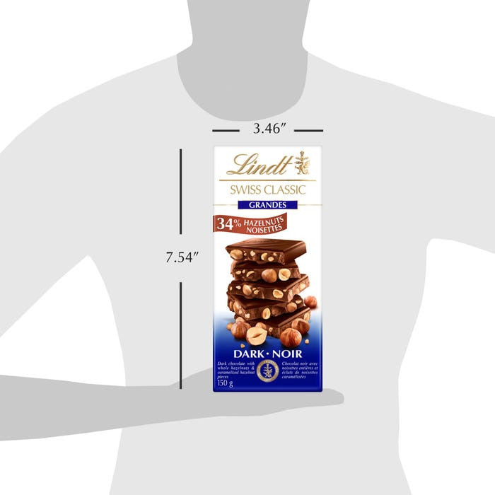 Lindt Swiss Classic Grandes Hazelnut Dark 150g/5.25oz. {Imported from Canada}