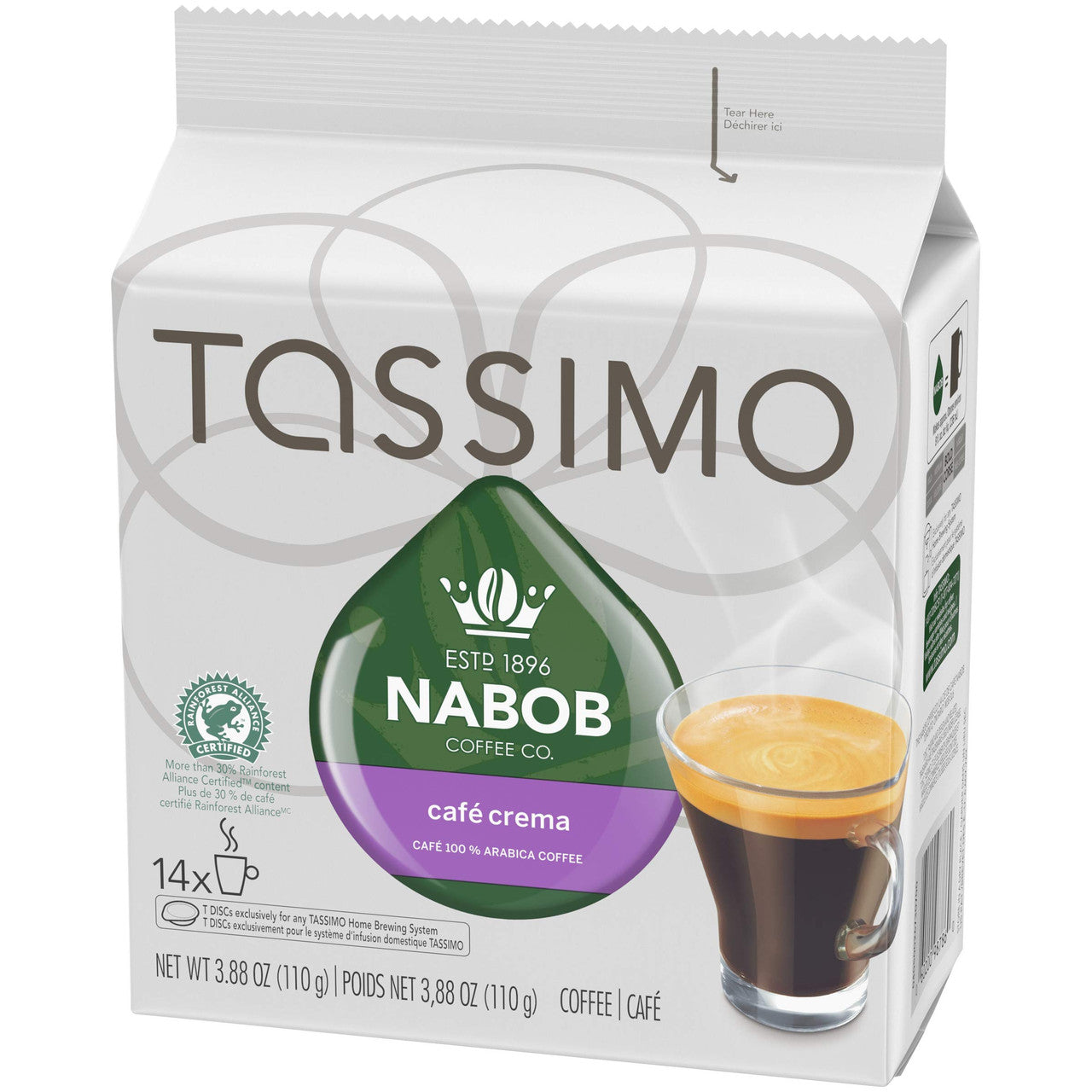Tassimo Nabob Cafe Crema Coffee, 70 T-Discs (5 Boxes of 14 T-Discs) {Imported from Canada}