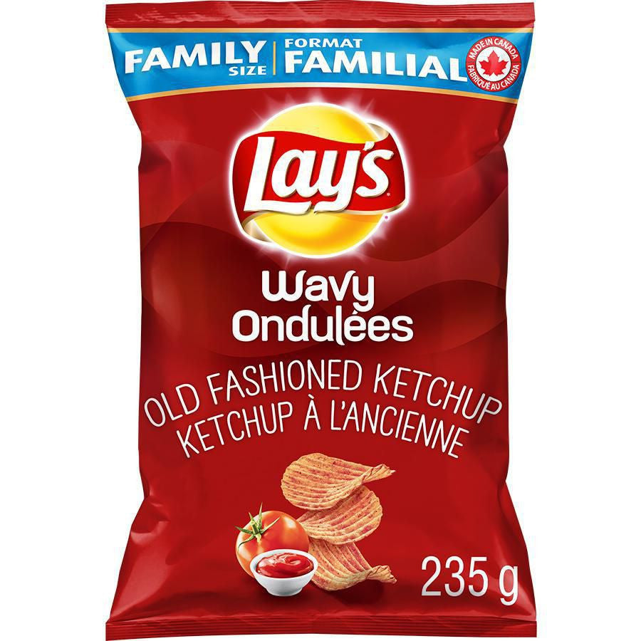 Lay's Wavy Old Fashioned Ketchup Potato Chips, 235g 8.3 Oz. Bag 