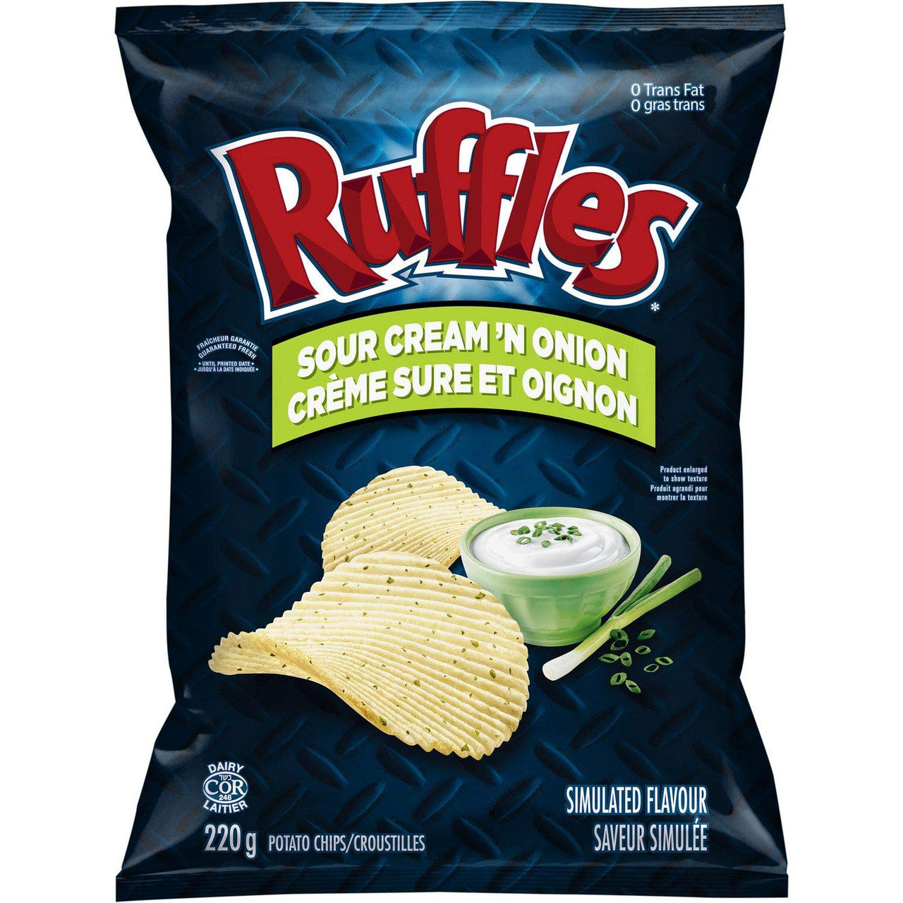 Ruffles Sour Cream & Onion Potato Chips 220g/7.8 oz. {Imported from Canada}