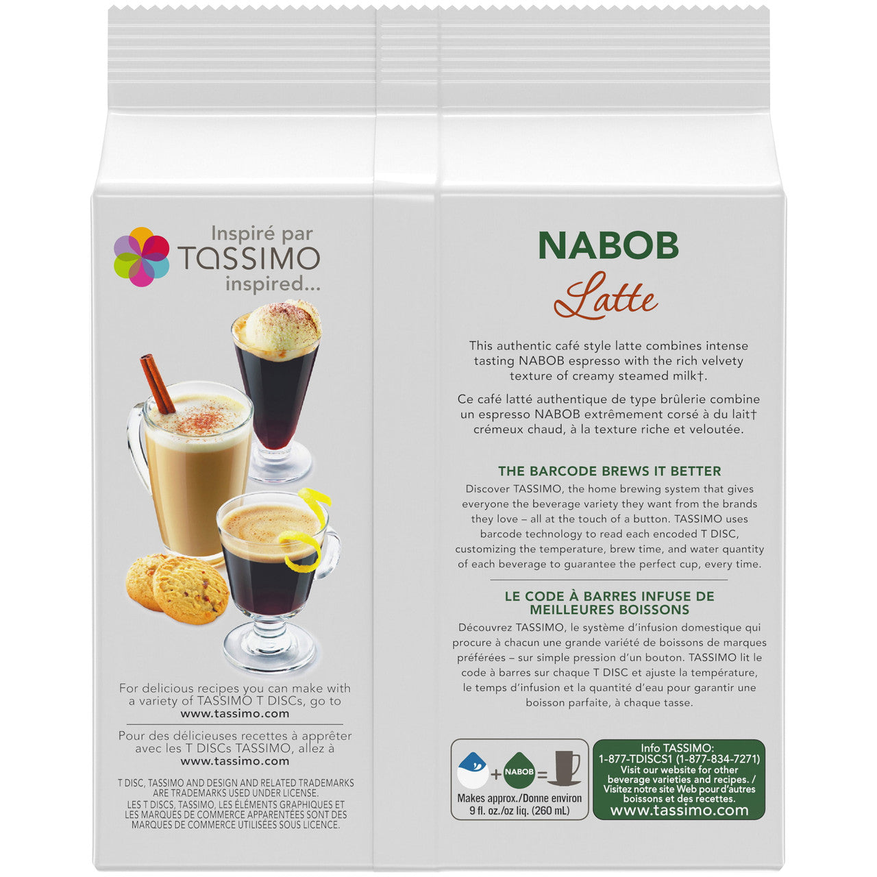 Tassimo Nabob Latte Single Serve T-Discs 8 Lattes (2 Pack) {Imported from Canada}