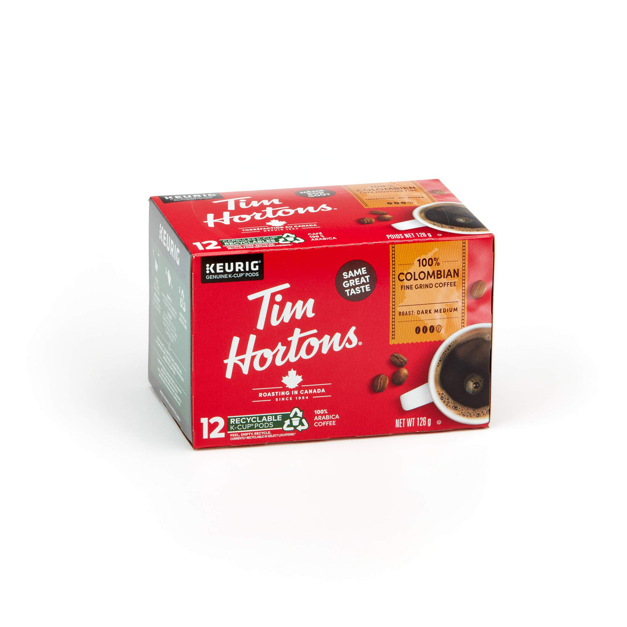 Tim Hortons 100% Dark Roast Medium Colombian Single Serve K-Cups, 72 count, {Imported from Canada}