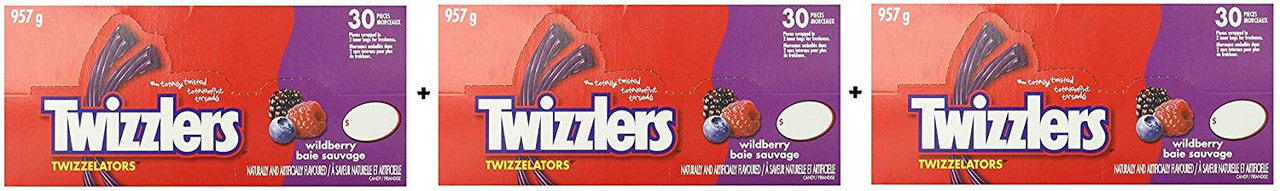 Twizzlers Twizzelators Wildberry 957g/33.75oz. (3pk) {Imported from Canada}