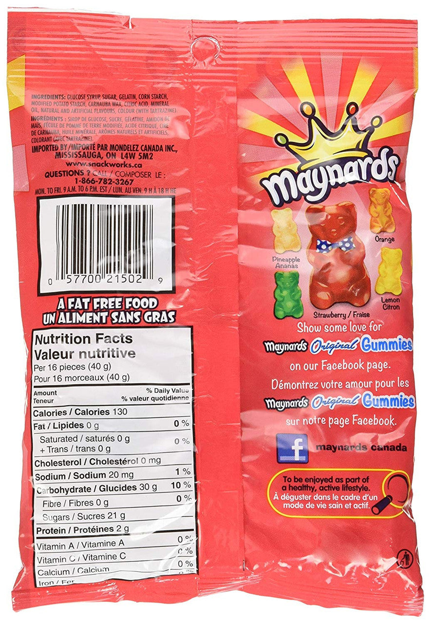 Maynards Orginal Gummies Candy (170g/6oz) Bags, 12 Pack, {Imported from Canada}