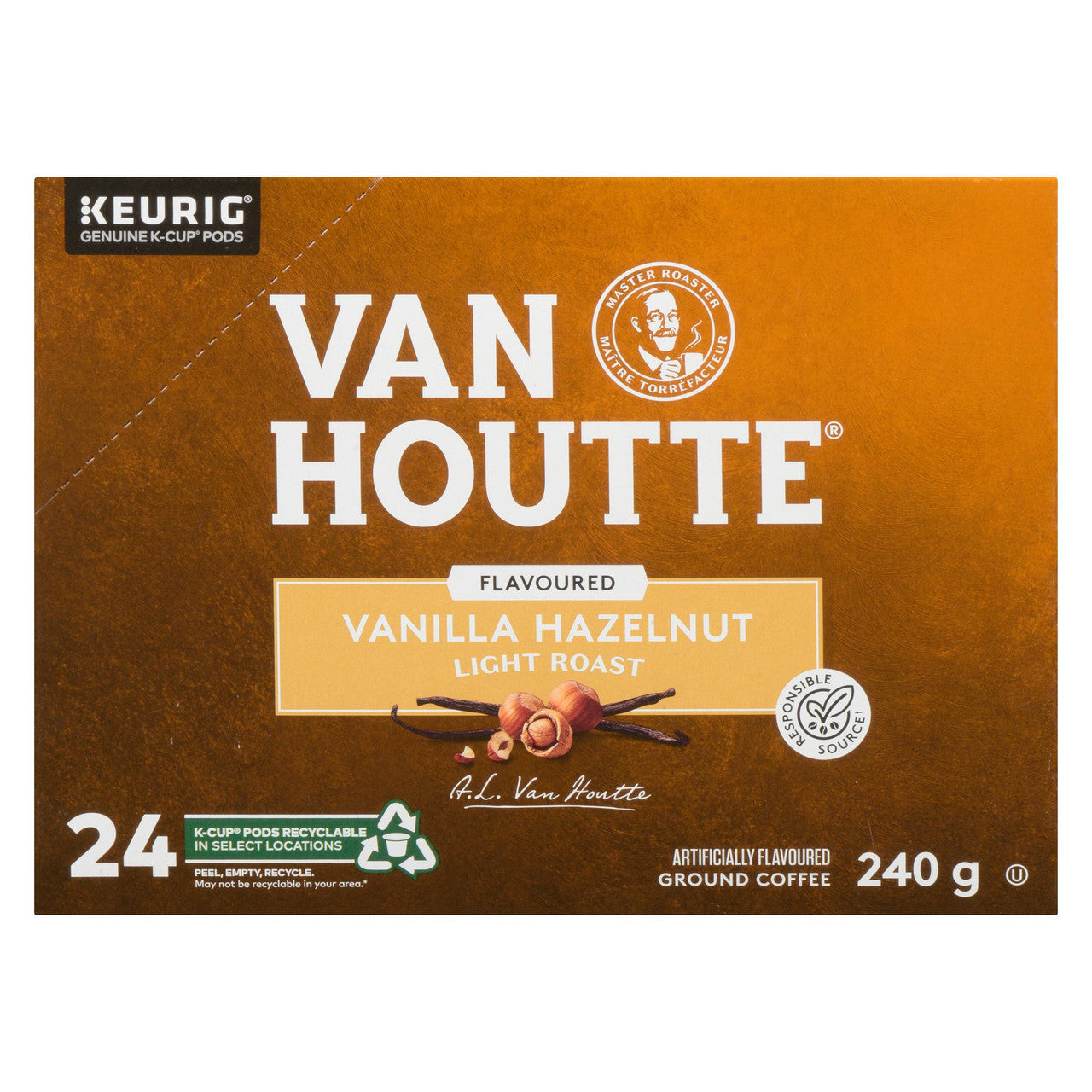 Van Houtte Vanilla Hazelnut Coffee, Light Roast, 24 K-cups {Imported from Canada}