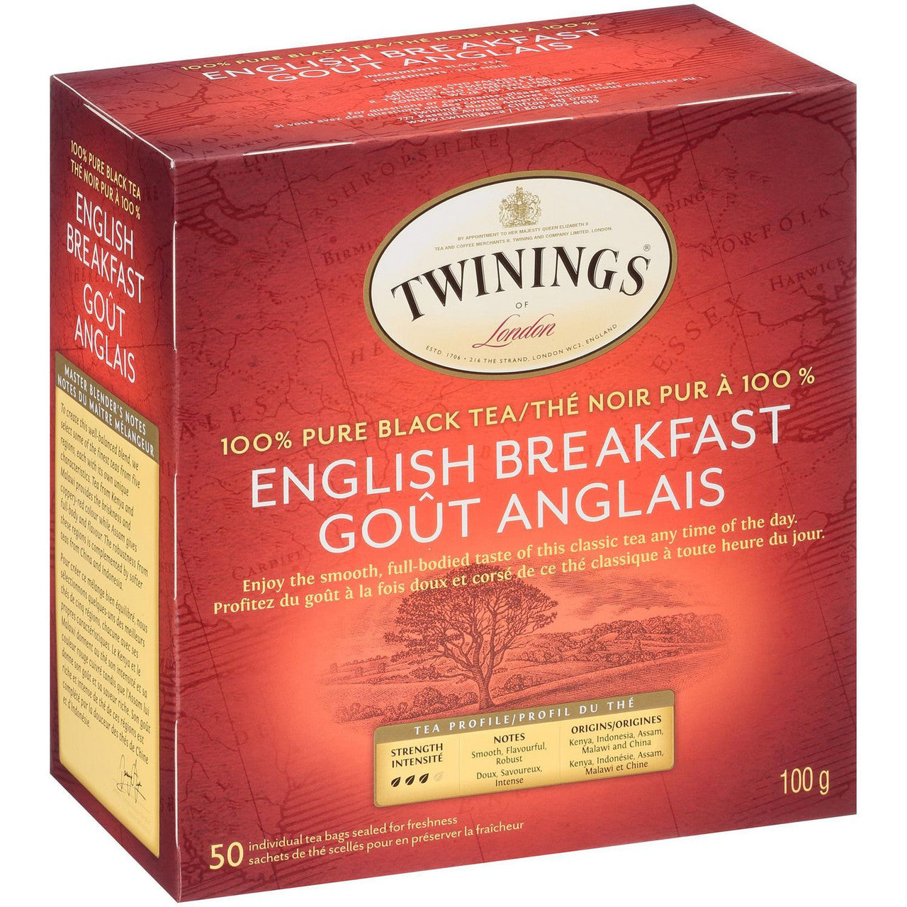 Twinings English Breakfast Tea, 50ct, 100g/3.5oz. {Imported from Canada}