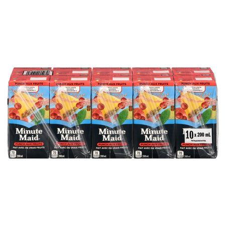 Minute Maid Fruit Punch Juice Boxes Perfect for On-The-Go, 10x200ml, 2L/67.6 fl. oz. - Back Of Package