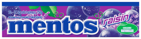 MENTOS Grape Chewy Mints, 20 rolls x 37.5g/1.3oz.(Per Roll), {Imported from Canada}