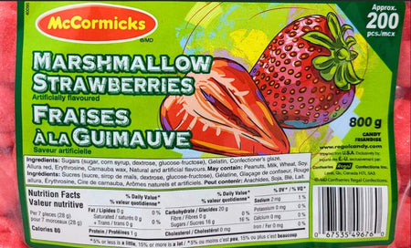 McCormicks Marshmallow Strawberries, (200 count) 800g/28.2 oz, Bag, {Imported from Canada}