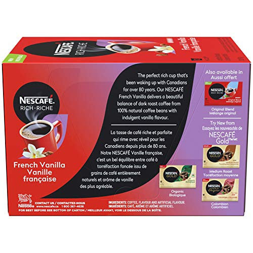 Nescafe Rich French Vanilla Coffee Capsules, 12 x 9g, (Imported from Canada)