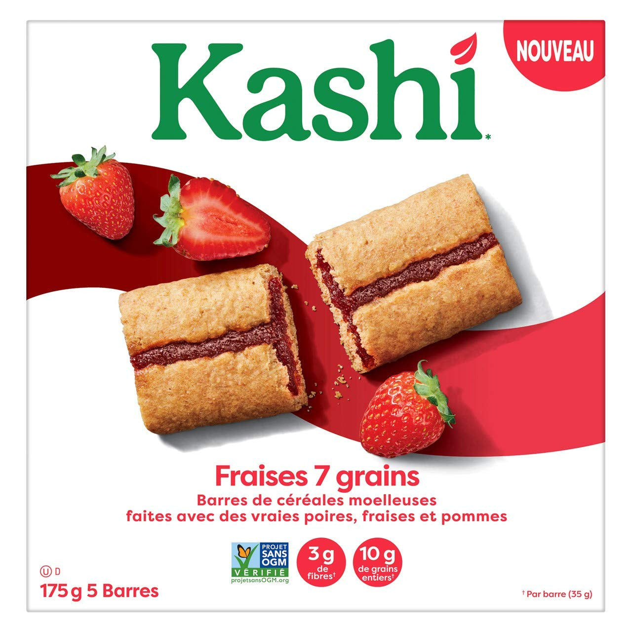 Kashi Strawberry 7 Grain Soft Baked Cereal Bars, 5x35g, 175g/6.2 oz., {Imported from Canada}