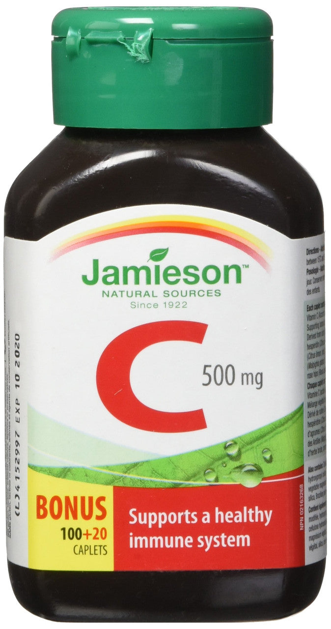 Jamieson Vitamin C 500mg 120 caplets Bonus Size {Imported from Canada}