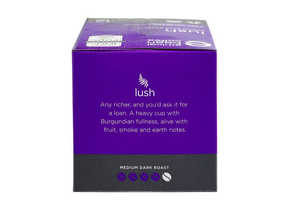 ETHICAL BEAN Lush Medium Dark Roast Coffee, 132g/4.7 oz., 12ct Box {Imported from Canada}