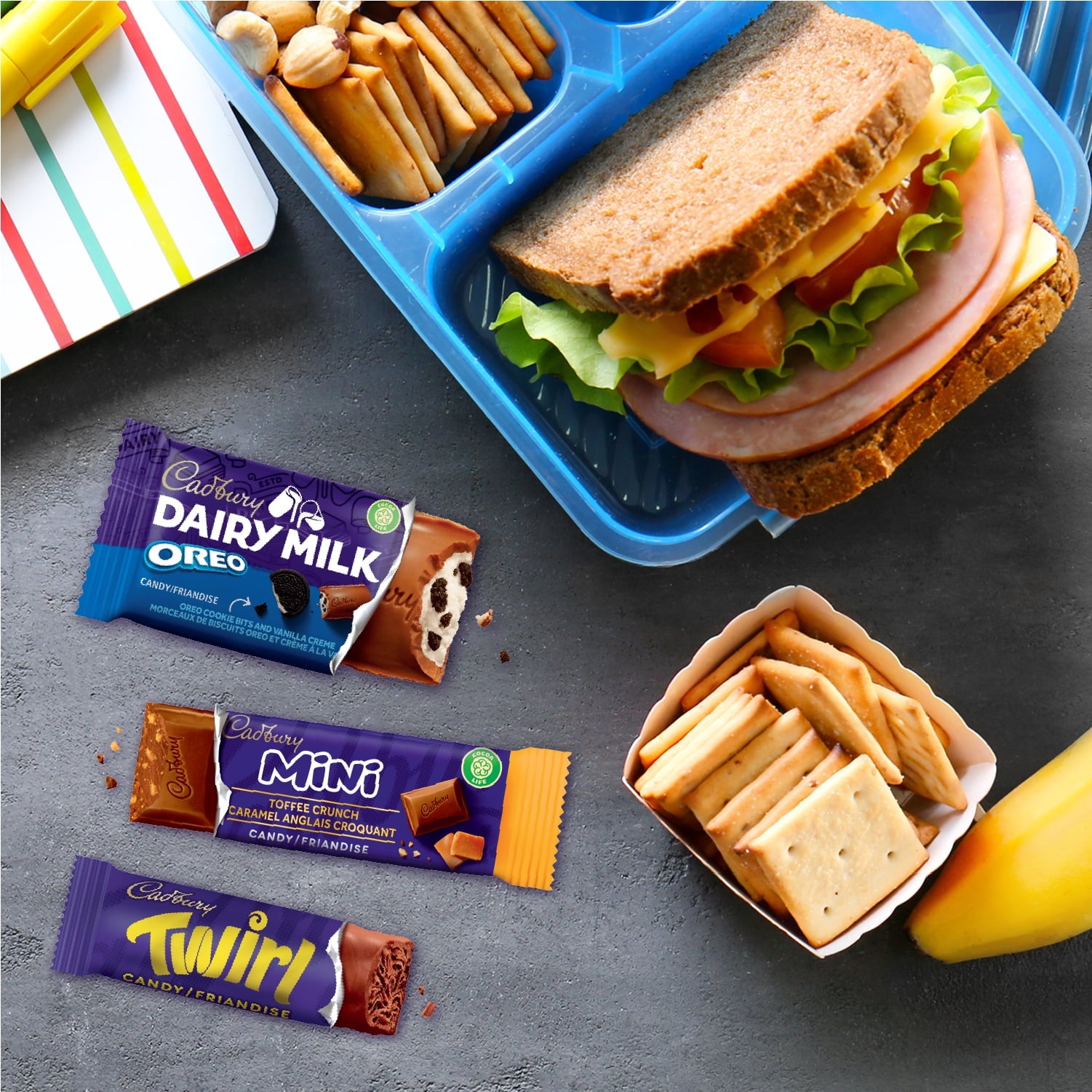 Cadbury Chocolate 90 Fun Treats, Twirl, Mini Toffee Crunch & Oreo Dairy Milk Chocolate Bars, 1kg/2.2 lbs. Box