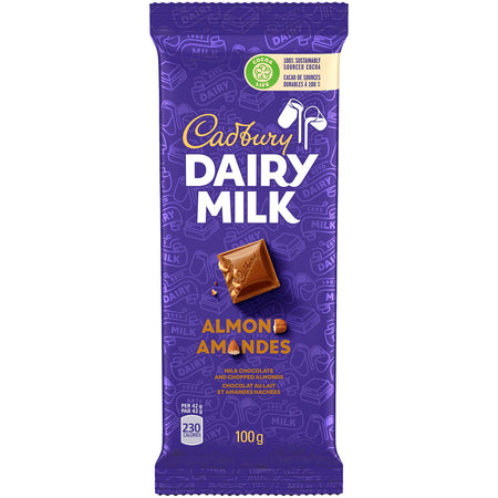 Cadbury, Dairy Milk Almond, Chocolate Bar, 100g/3.5oz., {Imported from Canada}