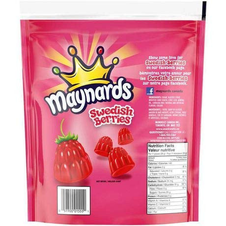 Maynards Swedish Berries Candy Family Size 816g/28.7oz {Imported from Canada}