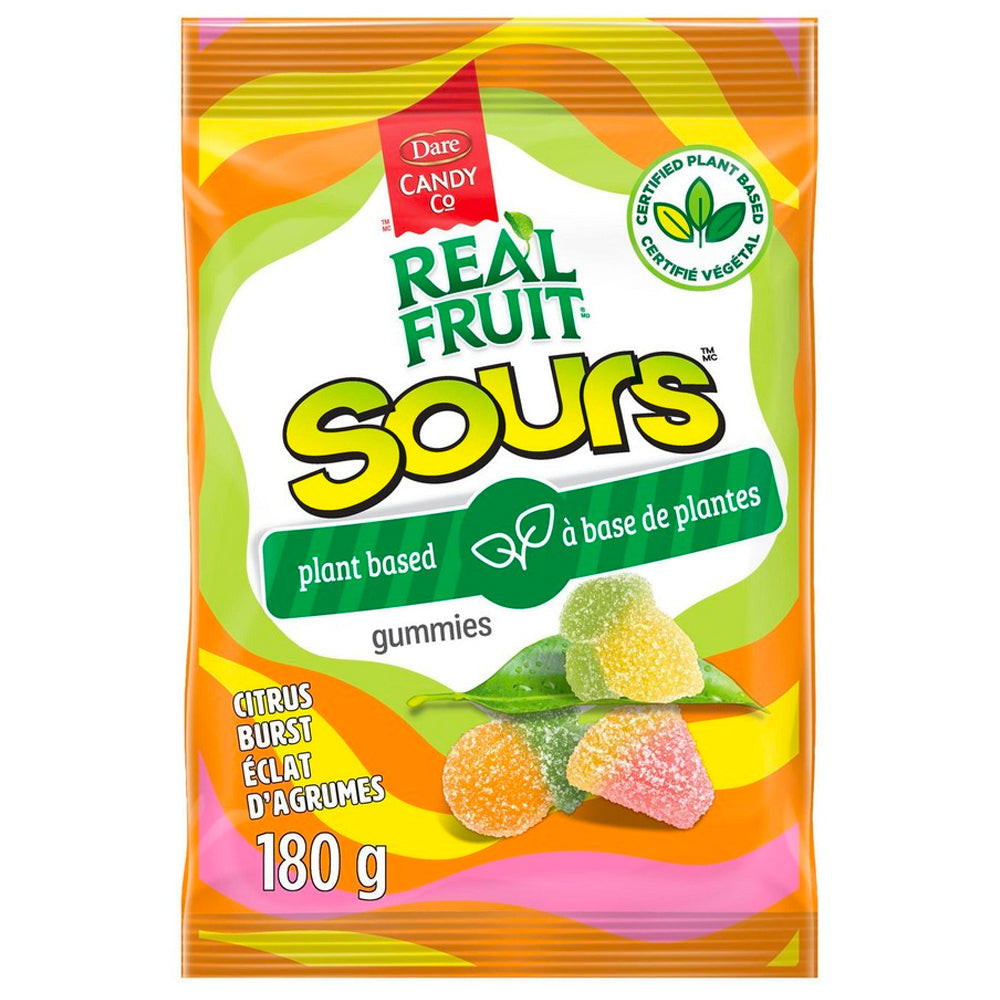 Dare RealFruit Sours Gummies Citrus Burst Flavor, 180g/6.3 oz., Bag, {Imported from Canada}
