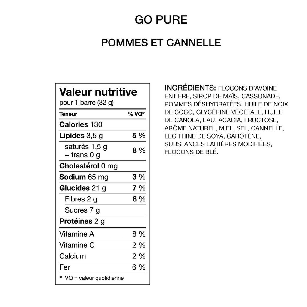 Leclerc Go Pure, Apple & Cinnamon Oat Bars, 5ct, 160g/5.6 oz., {Imported from Canada}