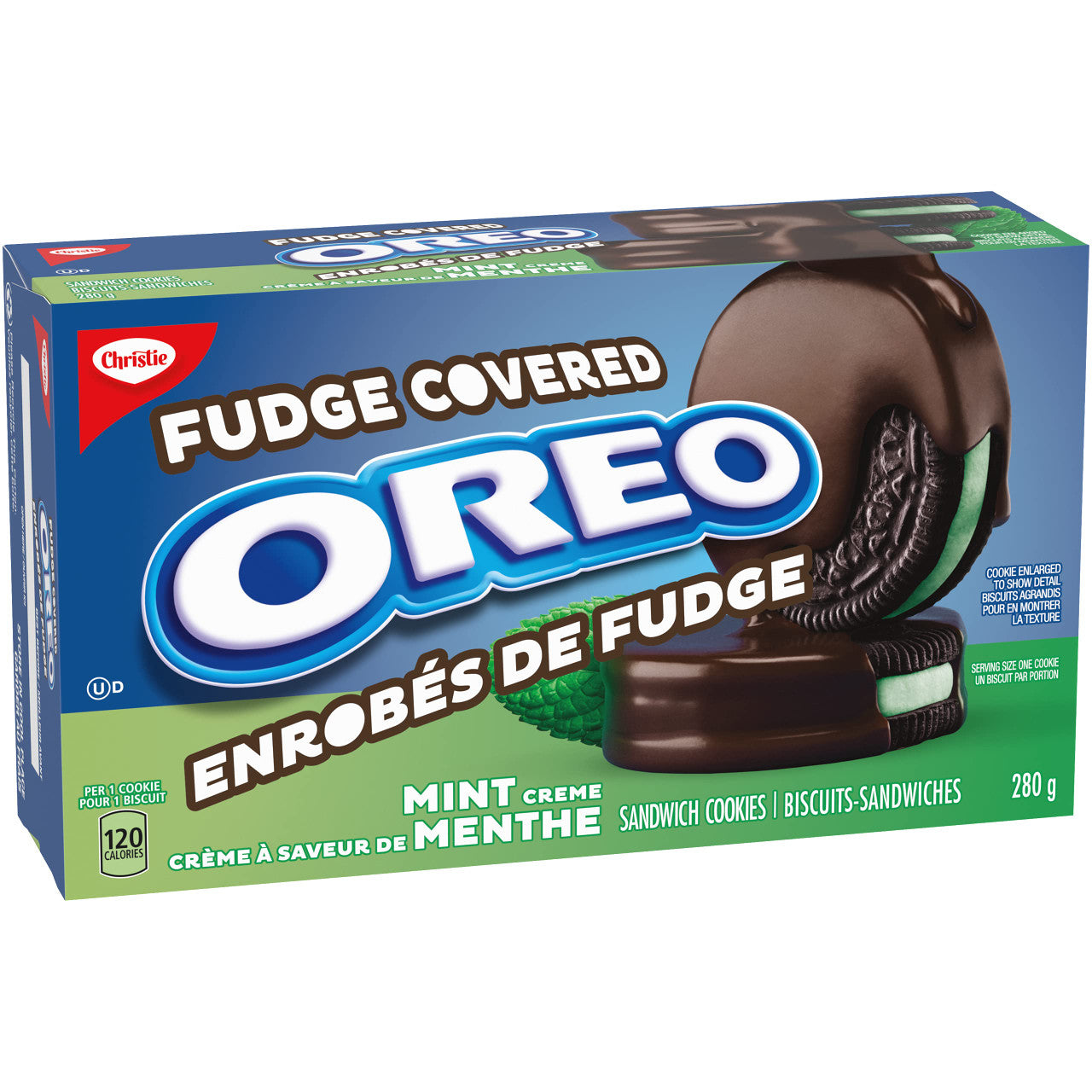 Christie Oreo Mint Chocolate Fudge Covered Cookies, 280g/9.9oz., Bag, (Imported from Canada)