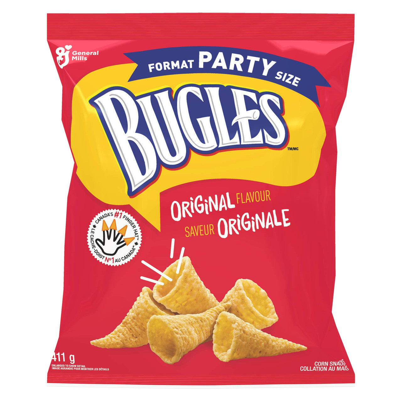 Bugles Original Flavour Corn Snacks Party Size, 411g/14.5 oz., {Imported from Canada}