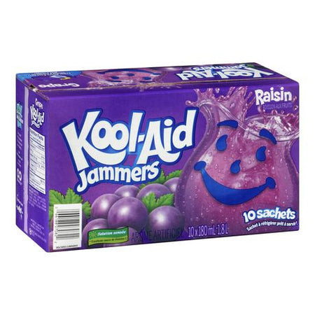 KOOL-AID Jammers Grape Juice, 10ct, 180ml, {Imported from Canada}