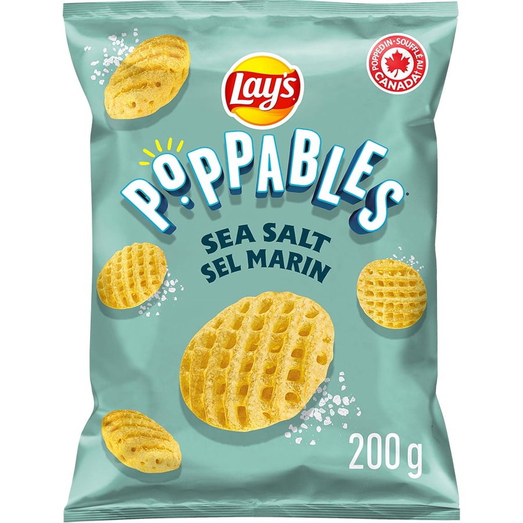 Lay's Poppables Sea Salt Potato Snack - 200g packaging with Lay's logo on a light blue background