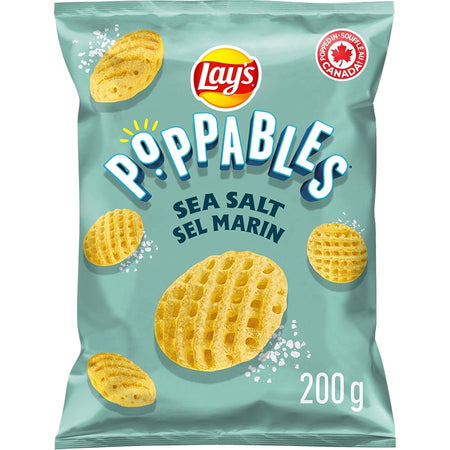 Lay's Poppables Sea Salt Potato Snack - 200g packaging with Lay's logo on a light blue background