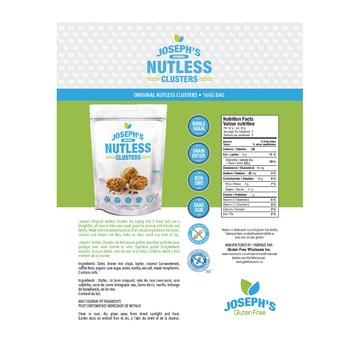 Joseph's Original Nutless Clusters, 160g/5.6 oz