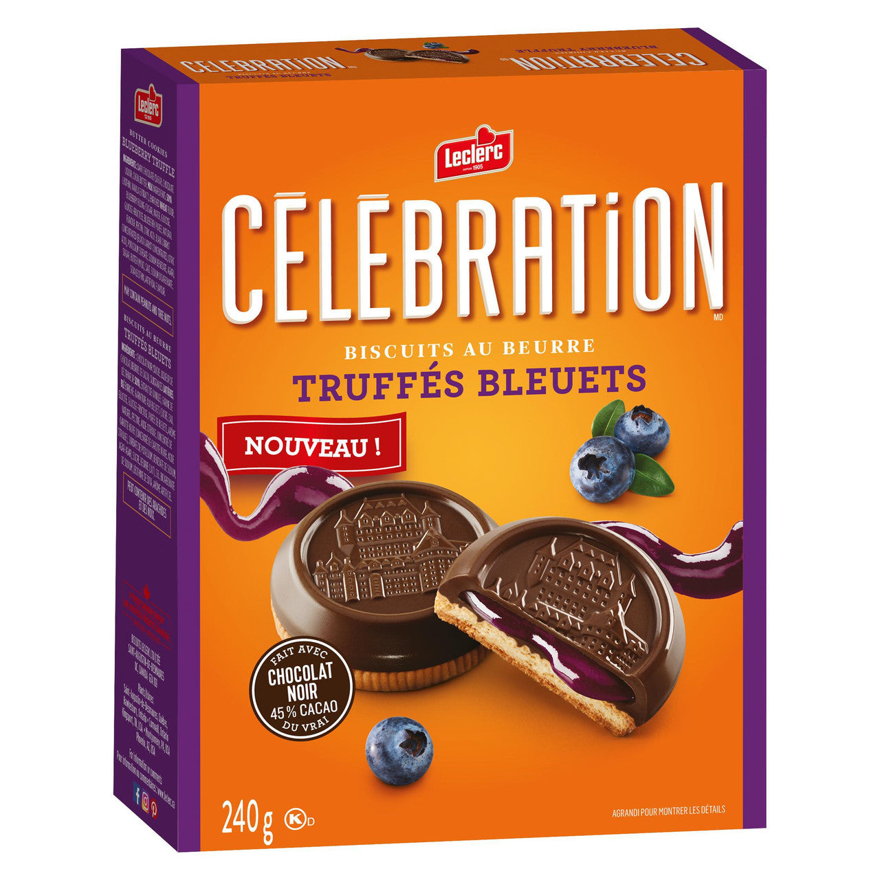 Leclerc Celebration Blueberry Truffle Cookies, 240g/8.5 oz. Box {Imported from Canada}