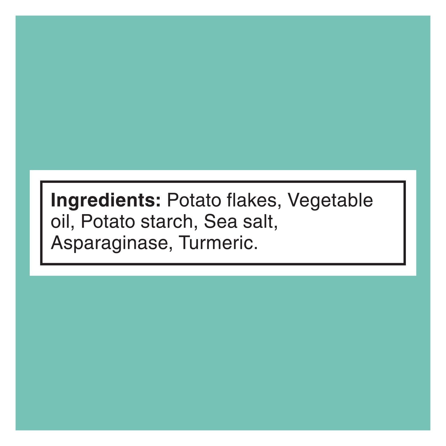 List of ingredients for Lay's Poppables Sea Salt Potato Snack - 200g on a teal background