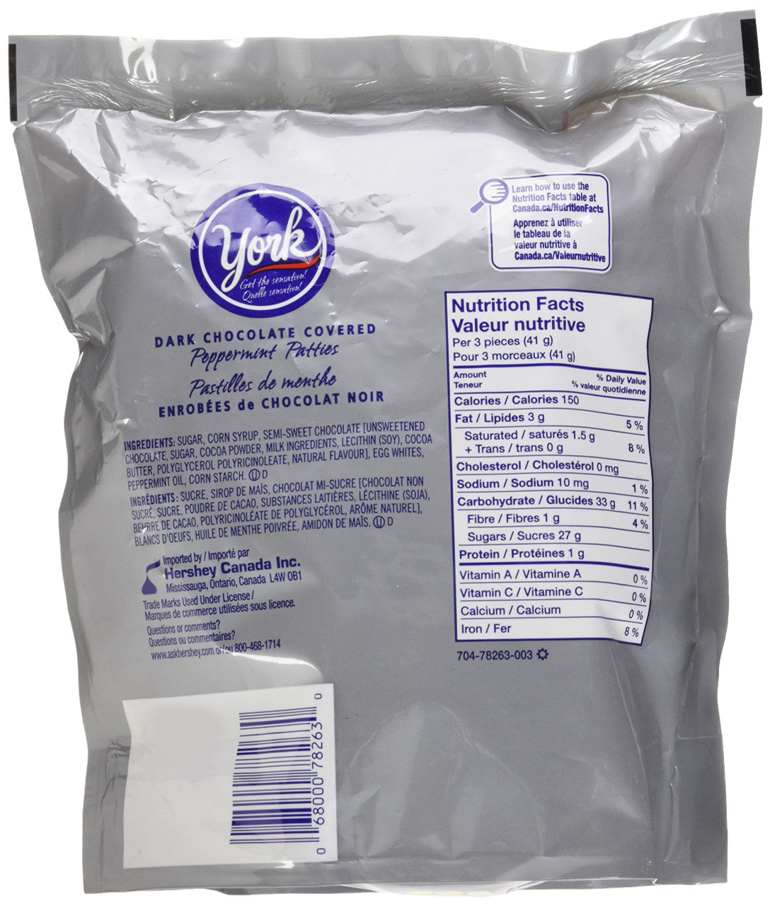 YORK Dark Chocolate Peppermint Patties, 400g/14oz. (Imported from Canada)