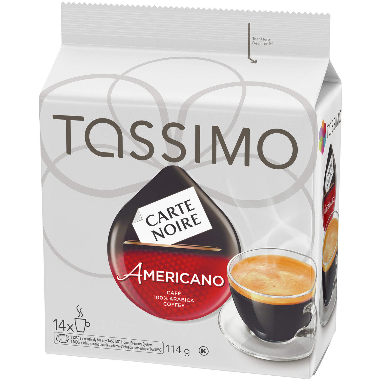 Tassimo Carte Noire Americano Coffee, Single Serve T-Discs, 14 T-Discs, 114G