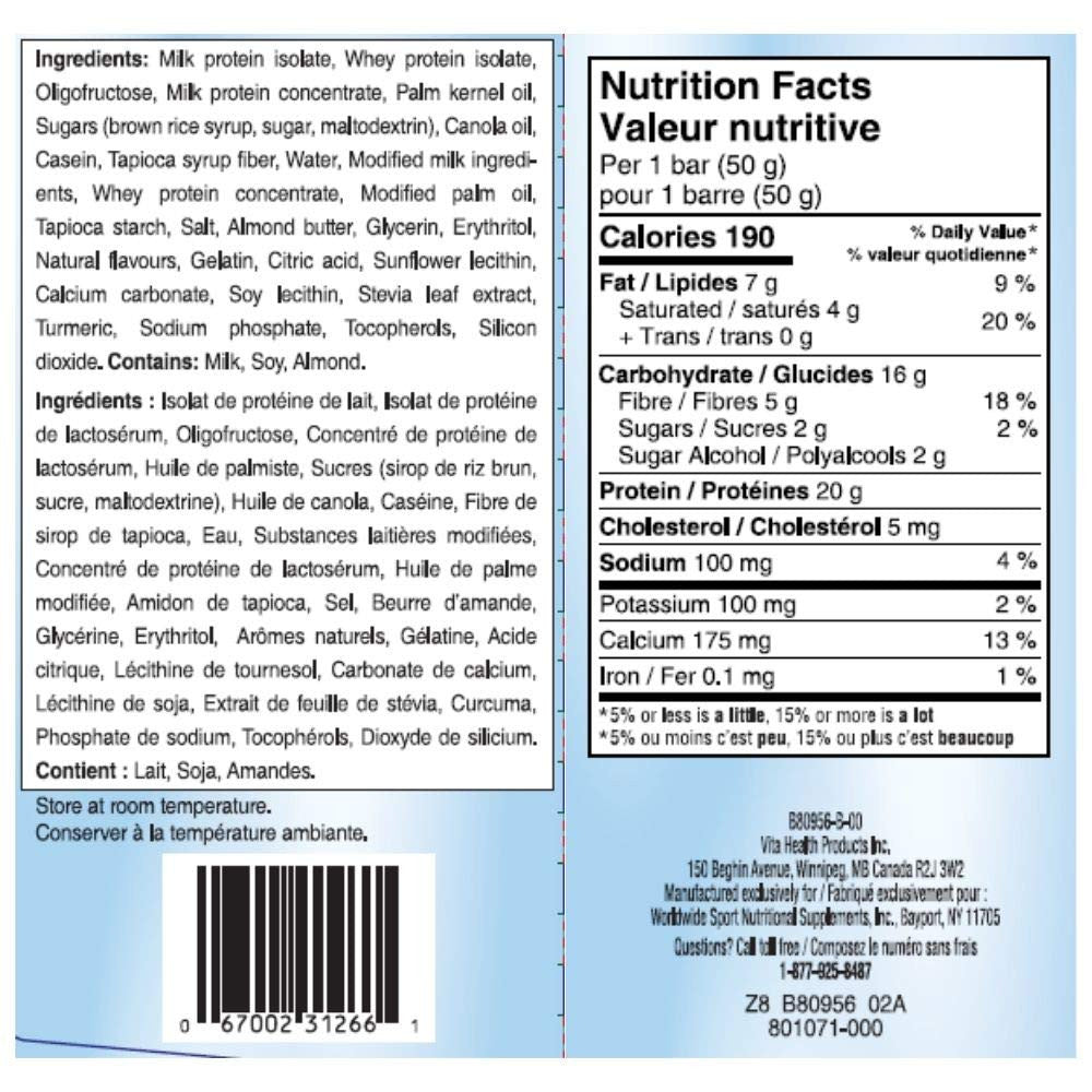 Pure Protein Bars, Non-Gmo, Lemon Cake Flavor, Value Pack, 50g, 6 count Box, {Imported from Canada}