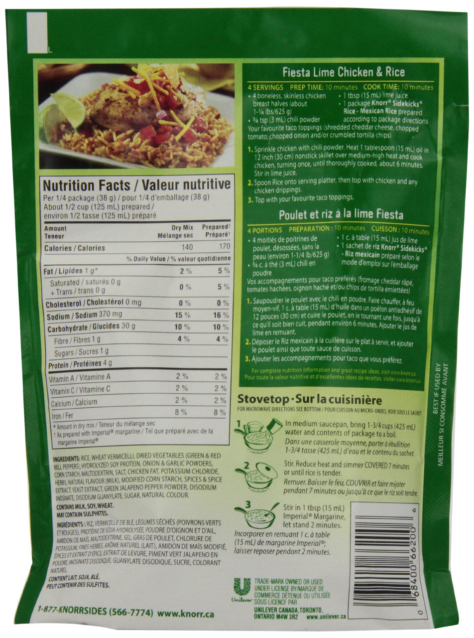 Knorr Sidekicks Mexican Rice  150g/5.3 oz., {Imported from Canada}