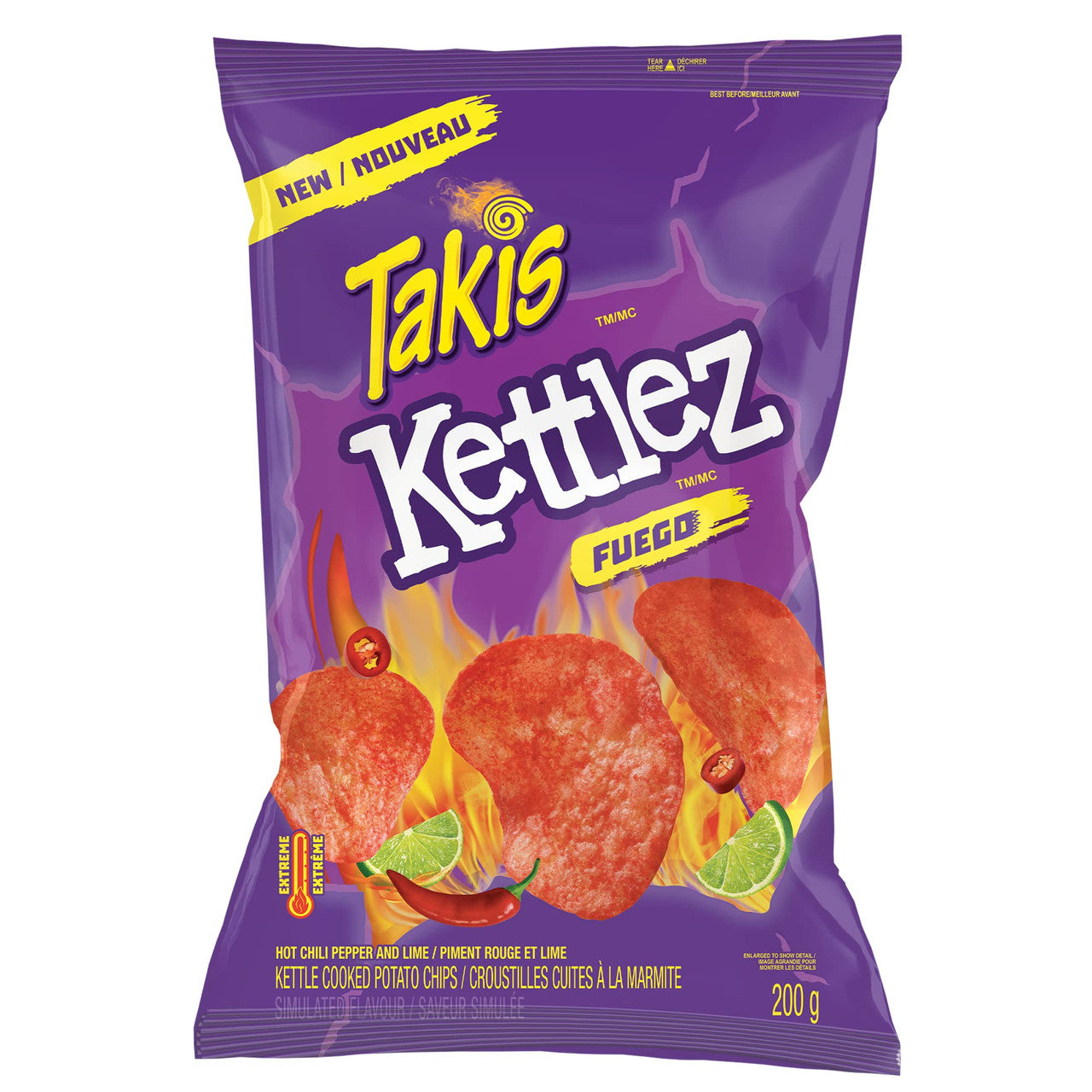 Takis Kettlez Fuego Kettle Cooked Chips, 200g/7.1 oz, {Imported from Canada}