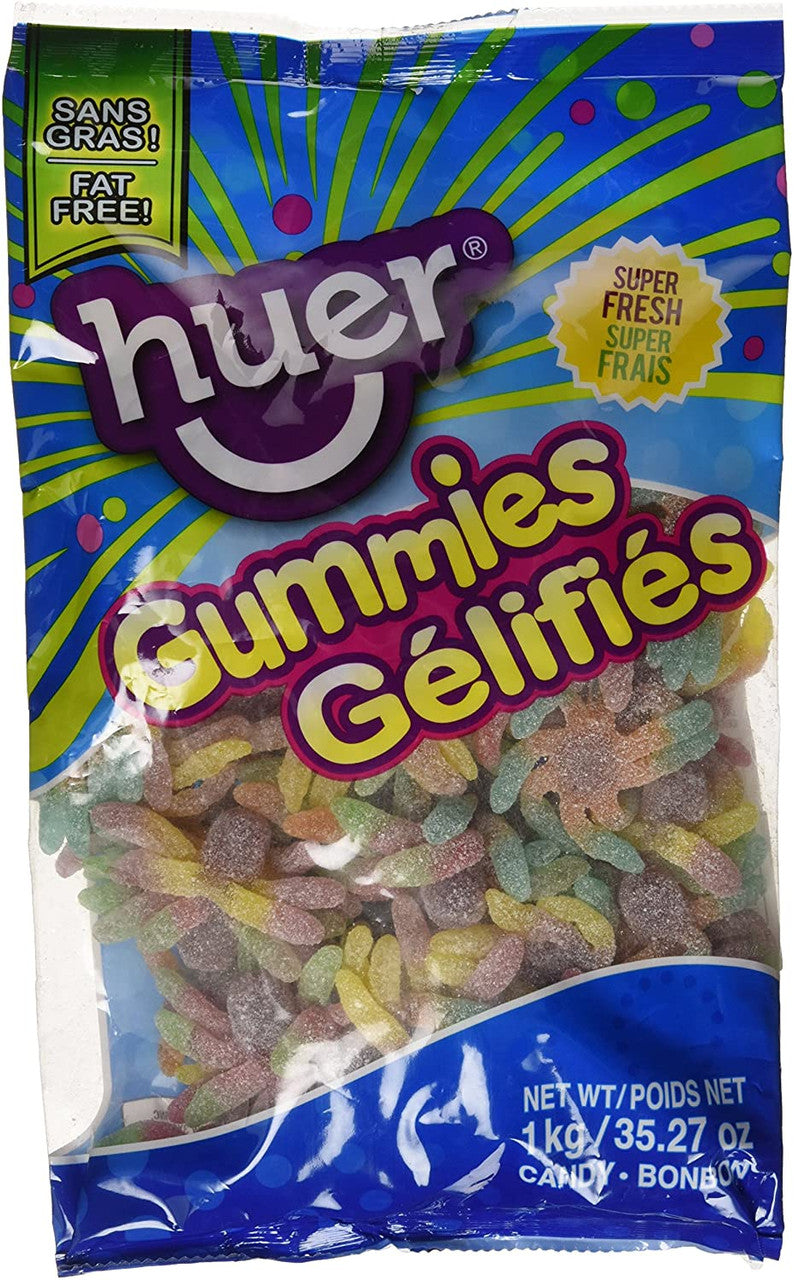 Huer Small Sour Octopus Gummy Candy, 1kg/2.2lb Bag {Imported from Canada}