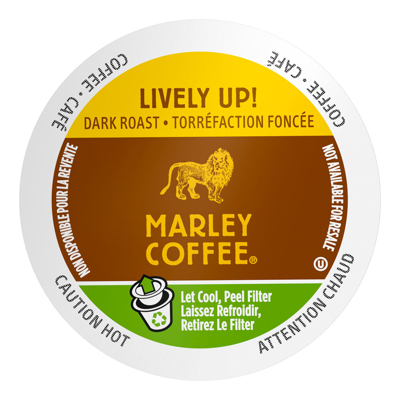 Marley Coffee Single Serve Coffee Capsules, Lively Up, 100% Arabica Coffee, 12 Count (Pack of 6)