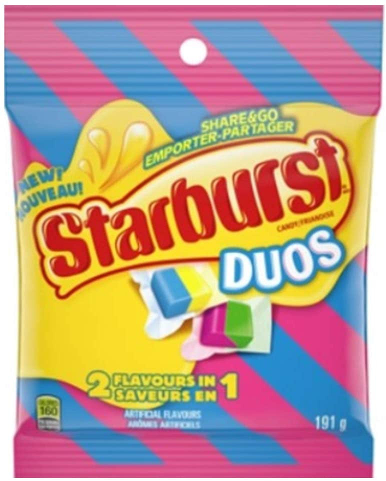 Starburst Duos 2 Flavours in 1, Gummy Candy, 191g/6.7 oz., {Imported from Canada}