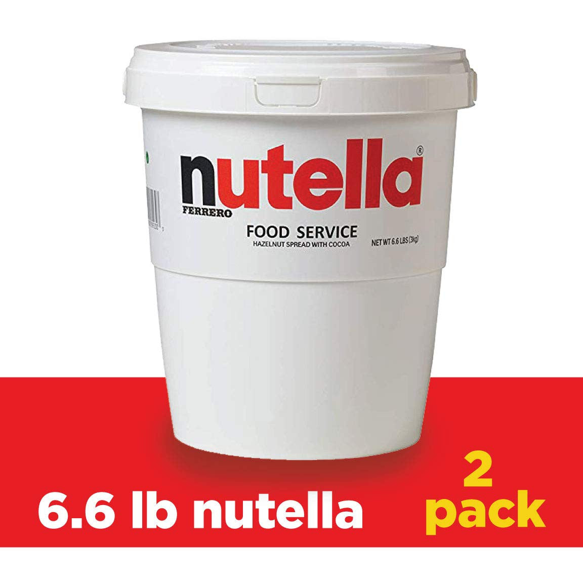 Nutella Chocolate Hazelnut Spread, Bulk Size for Food Service (3kg) 6.6 lb Tubs, 2pk {Imported from Canada}