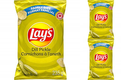 Lays Dill Pickle Flavour Chips [3 Large Bags] {Imported from Canada}