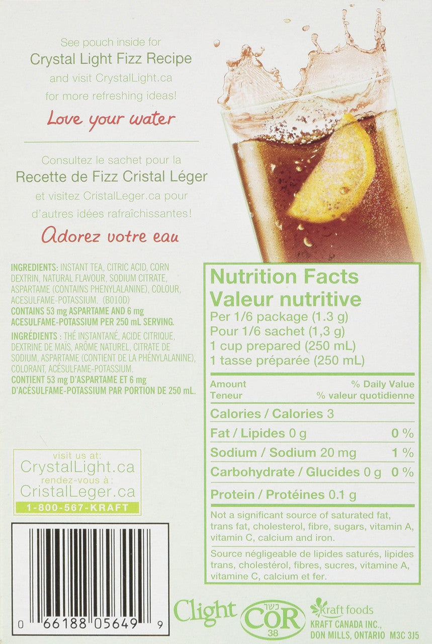 CRYSTAL LIGHT Iced Tea, 30.9g, makes 6 Liters - {Imported from Canada}