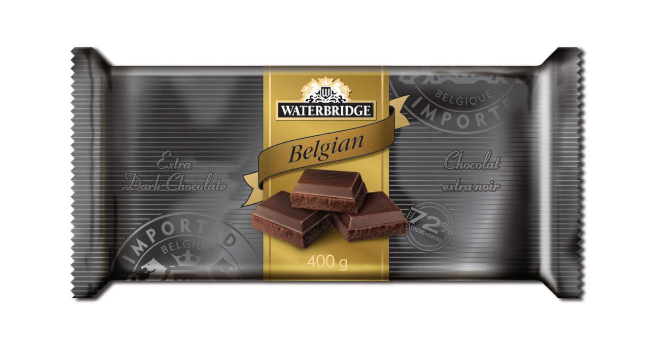 Waterbridge Candy Bar, 400g/14.1oz, Belgian Extra Dark Chocolate