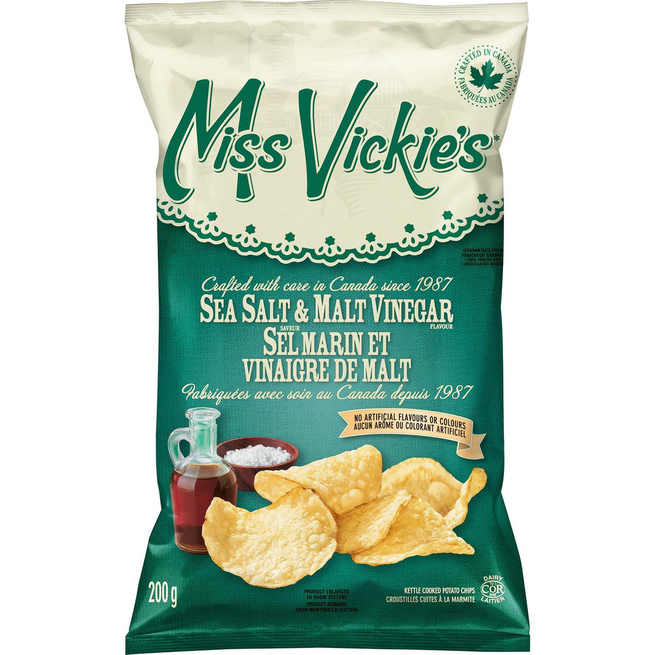 Miss Vickie's Sea Salt & Malt Vinegar Chips 200g/7.1 oz., {Imported From Canada}