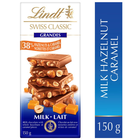 Lindt Swiss Classic Grandes Hazelnuts & Caramel Milk Chocolate Bar, 150g/5.2 oz. {Imported from Canada}