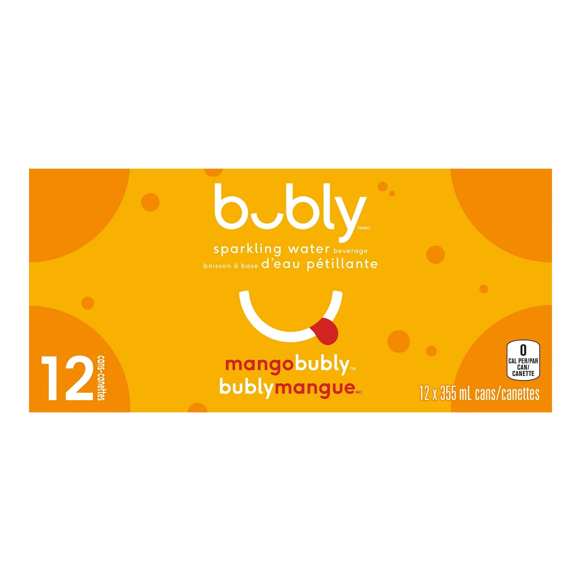 Side of Bubly Mango Sparkling Water Beverage, 12x355ml cans, 4.26L/144 oz