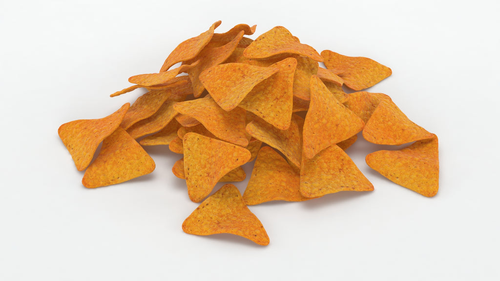 Doritos Late Night Sizzlin' Cheese Burger Flavored Tortilla Chips, 69g/2.4 oz., Doritos chips in a pile.