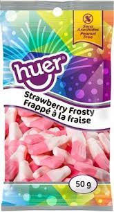 HUER Strawberry Frosty Bottles Gummy Candy, 50g/1.8 oz., Peg Bag, {Imported from Canada}