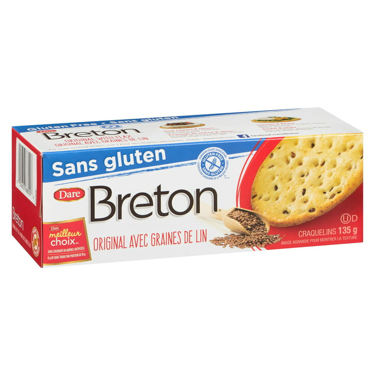 Dare Breton Gluten Free Original With Flax Crackers, 135g/4.7 oz. Box {Imported from Canada}